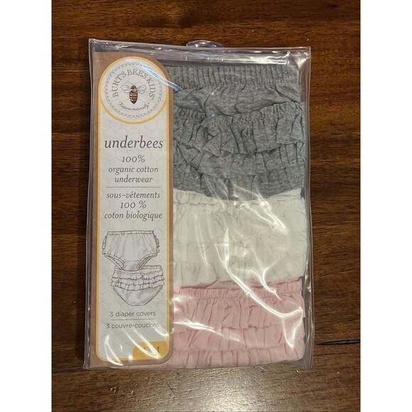 Burt's Bees Kid's Underbees 100% Organic Cotton Diaper Covers (3 Pack) Size 12M - Picture 2 of 3